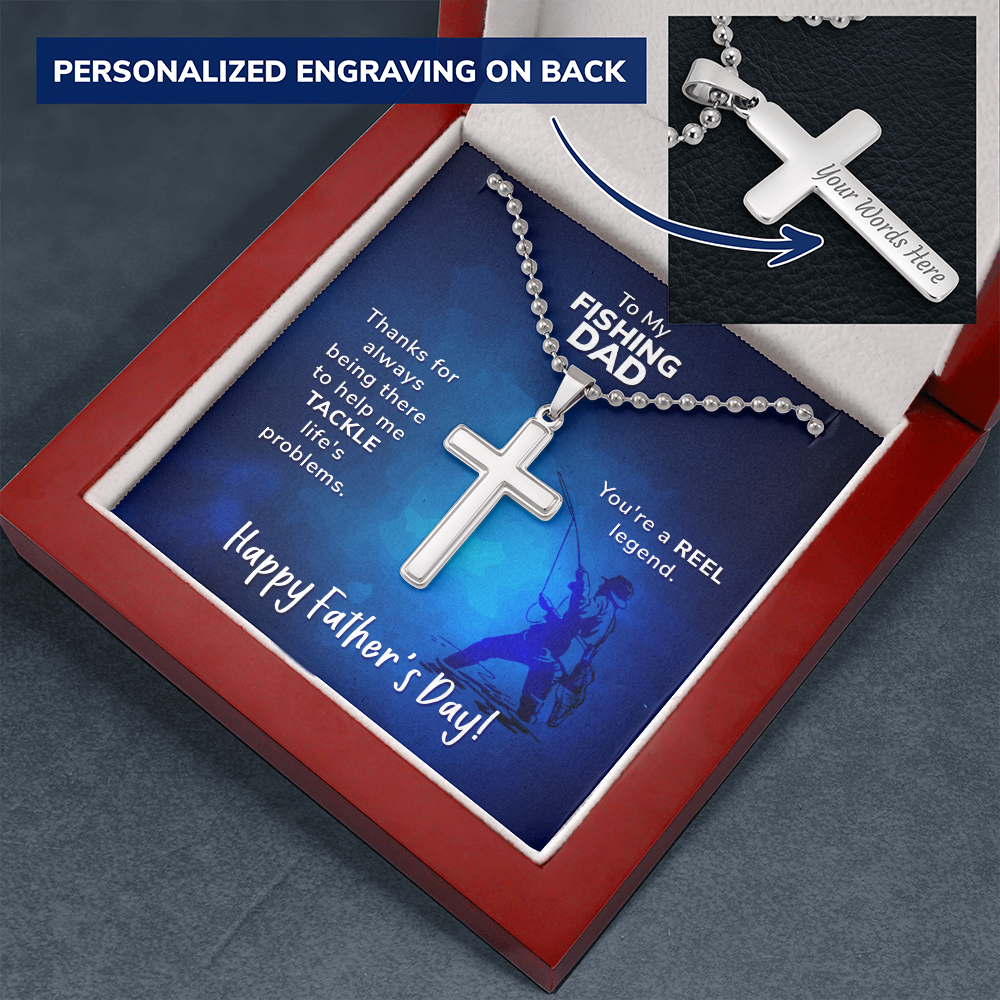 To My Fishing Dad. Happy Father's Day - Personalized Cross - JustFamilyThings
