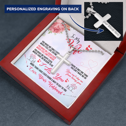 To My Wife you make me smile - Personalized Cross - JustFamilyThings