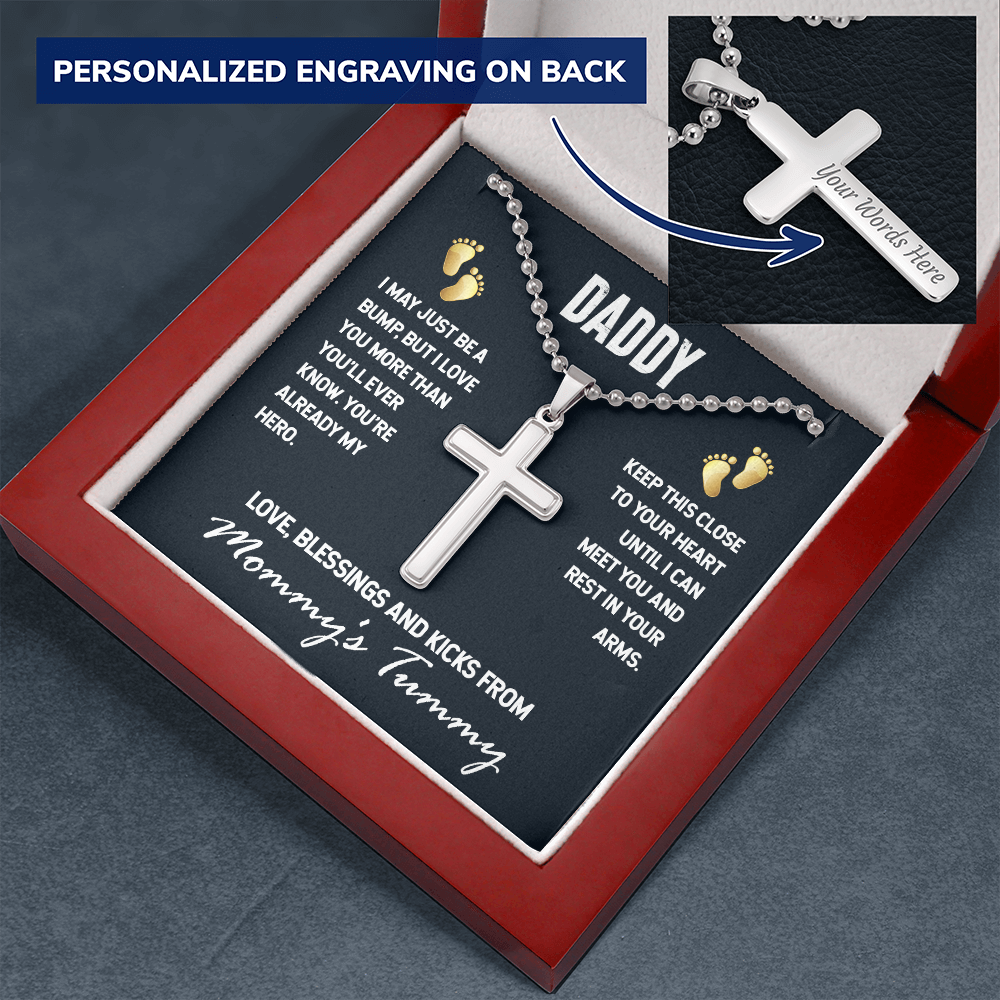 Daddy - I may just be a bump - Personalized Cross - JustFamilyThings