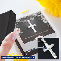 Load image into Gallery viewer, Remembrance Cross Necklace - Memories Never Fade - Personalized Cross - JustFamilyThings
