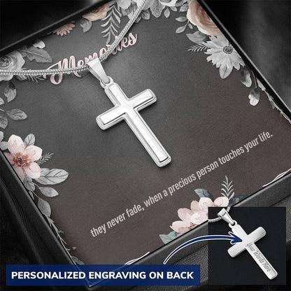 Remembrance Cross Necklace - Memories Never Fade - Personalized Cross - JustFamilyThings