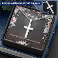 Load image into Gallery viewer, Remembrance Cross Necklace - Memories Never Fade - Personalized Cross - JustFamilyThings
