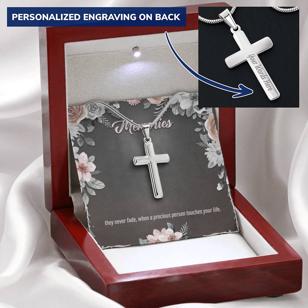 Remembrance Cross Necklace - Memories Never Fade - Personalized Cross - JustFamilyThings