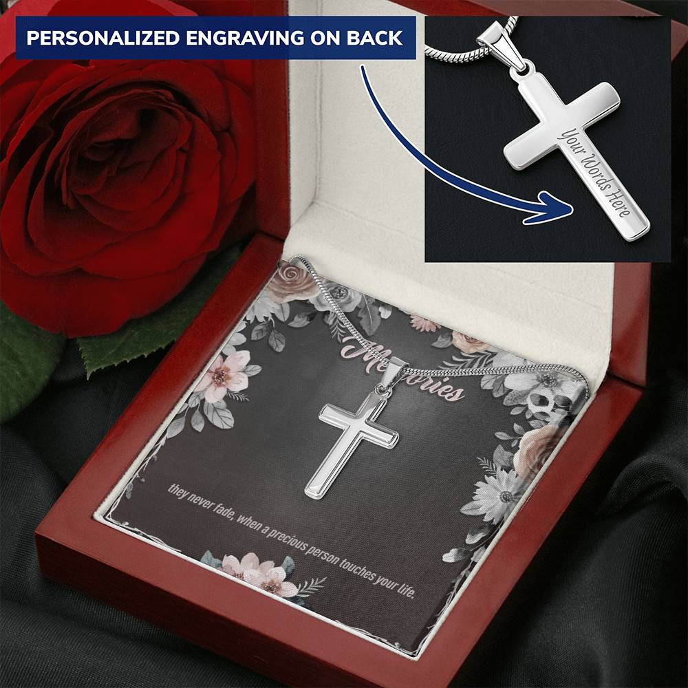 Remembrance Cross Necklace - Memories Never Fade - Personalized Cross - JustFamilyThings