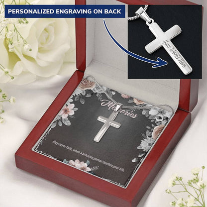 Remembrance Cross Necklace - Memories Never Fade - Personalized Cross - JustFamilyThings