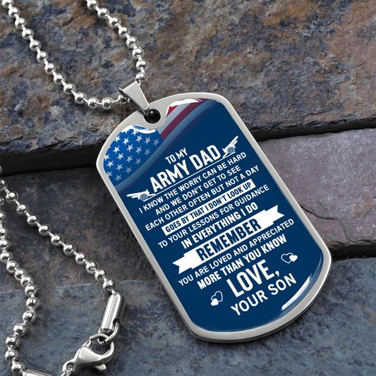 To my army dad from son - Dog Tag - JustFamilyThings