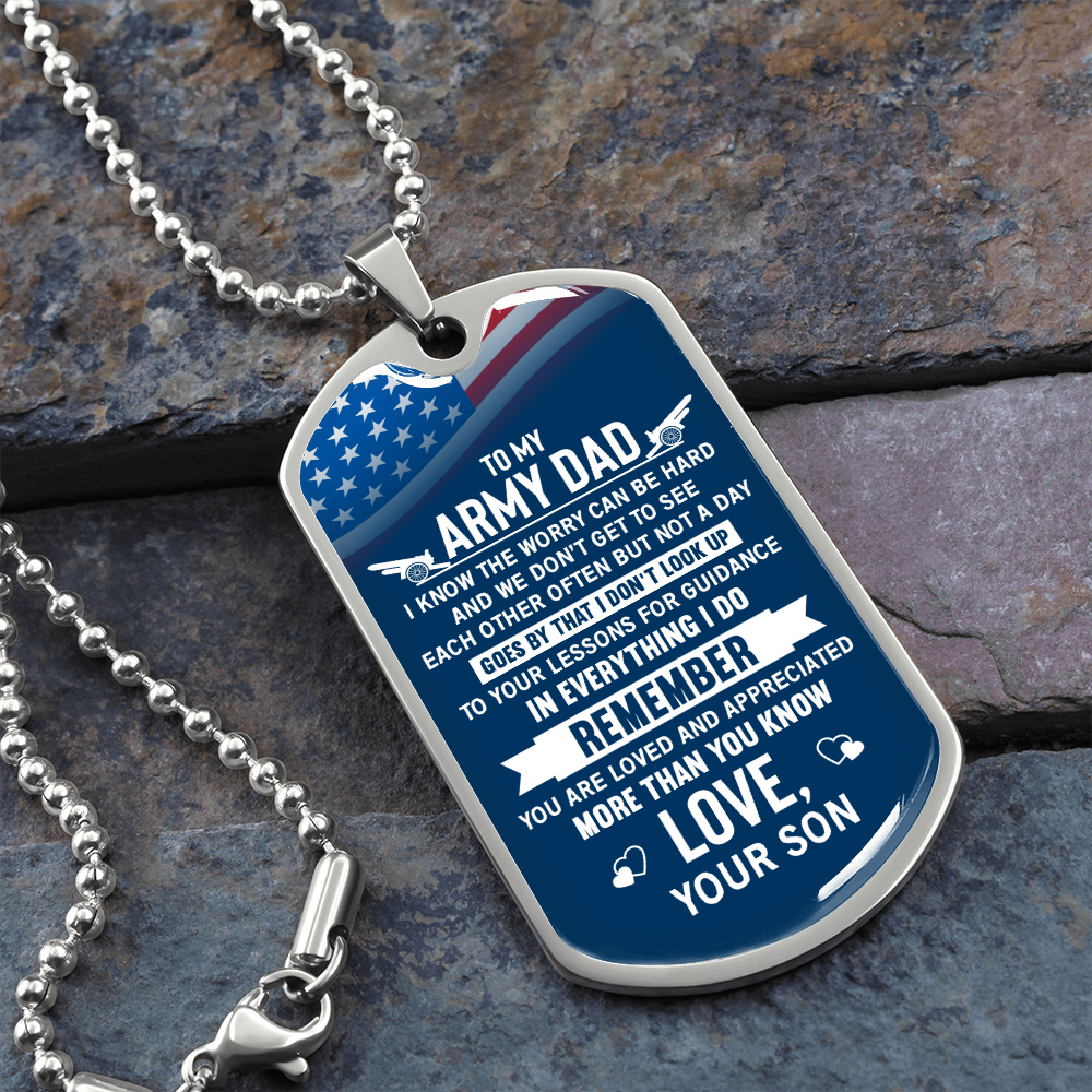 To my army dad from son - Dog Tag - JustFamilyThings