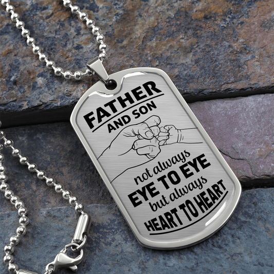 Father and son not always eye to eye - Dog Tag - JustFamilyThings