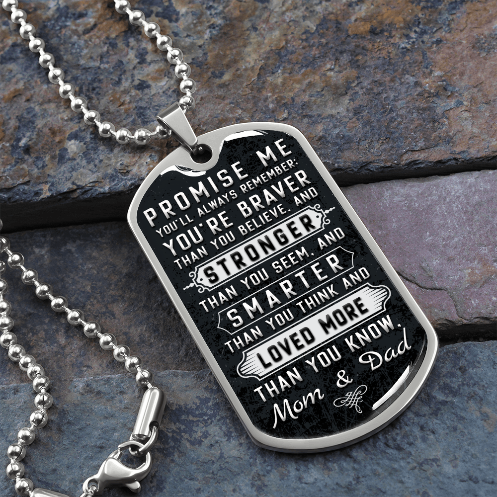 Gift To Son from Mom and Dad - Dog Tag - JustFamilyThings