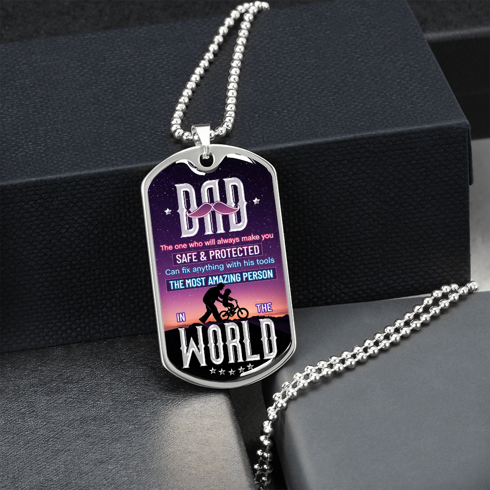 DAD the most amazing person - Dog Tag - JustFamilyThings