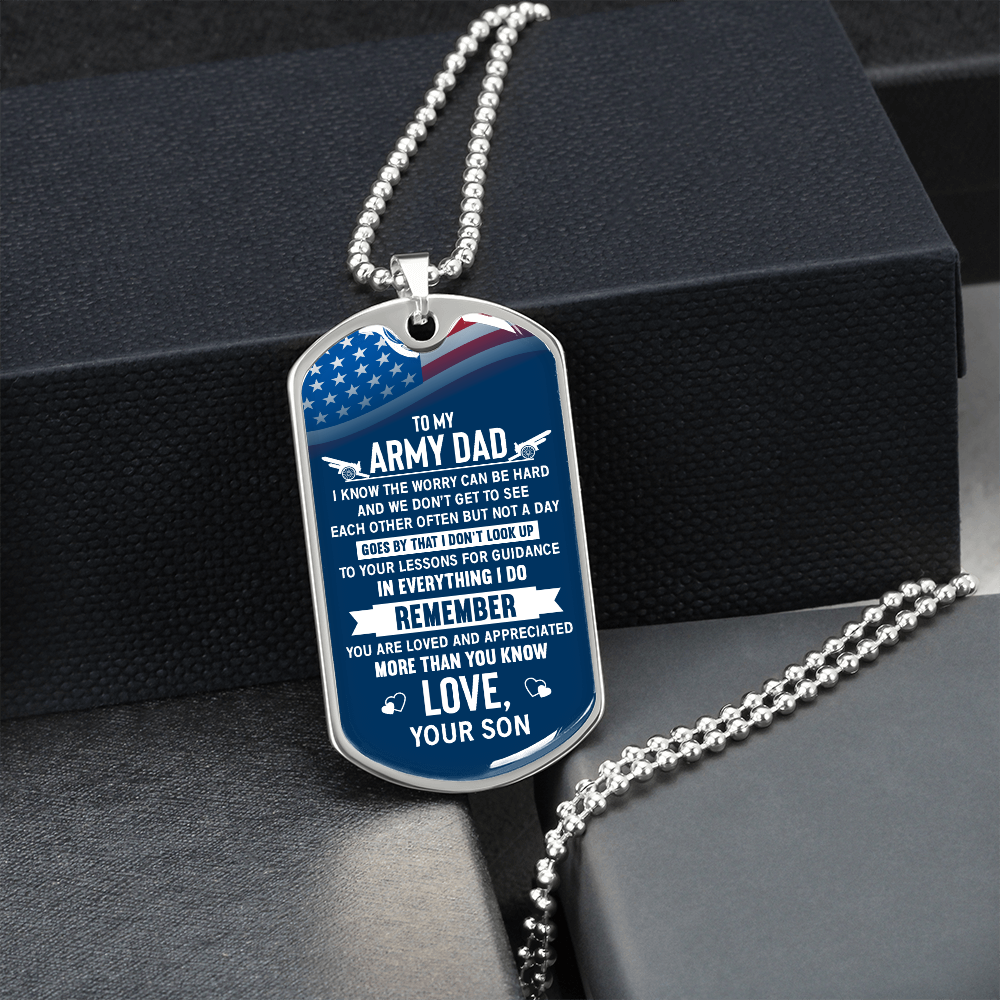 To my army dad from son - Dog Tag - JustFamilyThings
