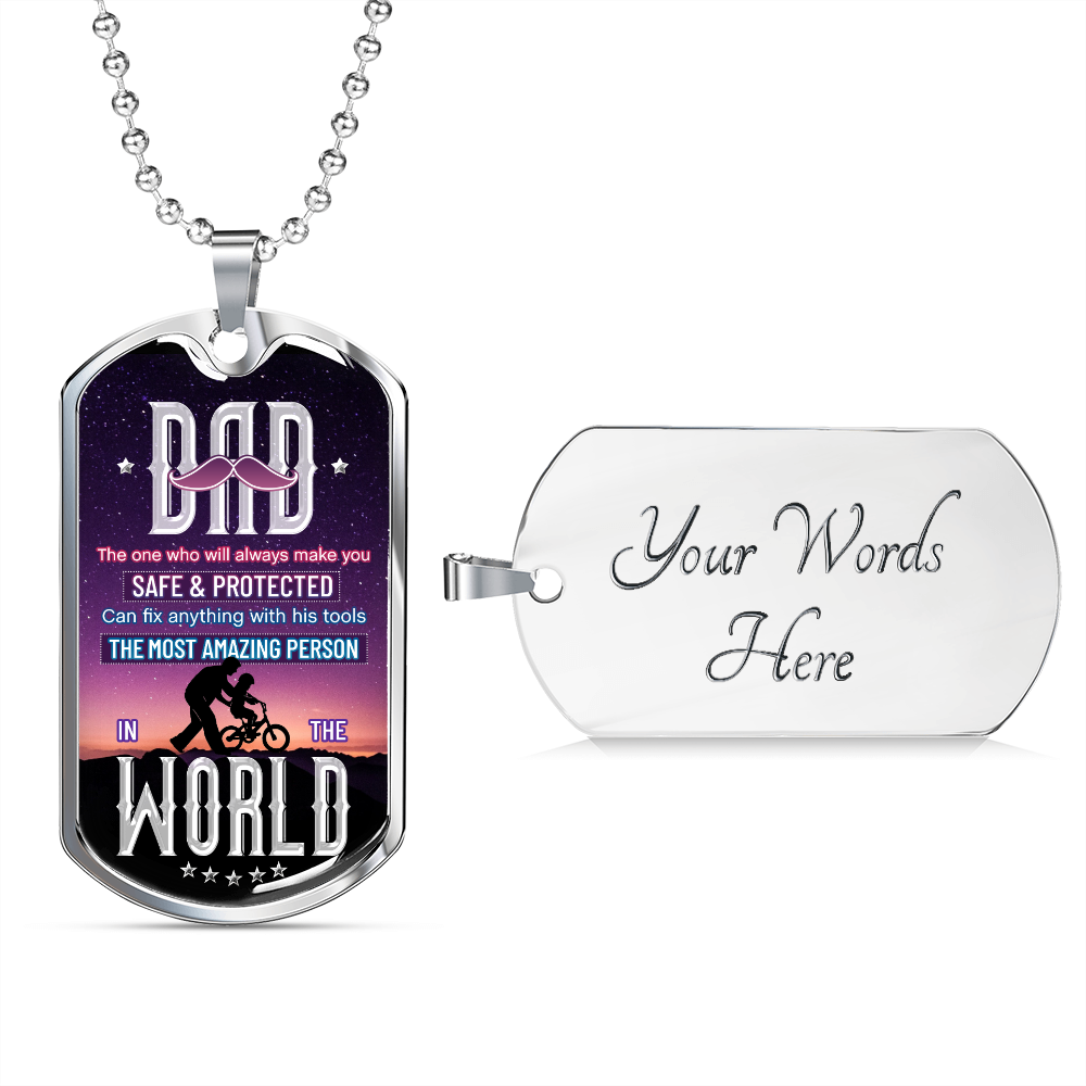 DAD the most amazing person - Dog Tag - JustFamilyThings