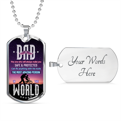 DAD the most amazing person - Dog Tag - JustFamilyThings