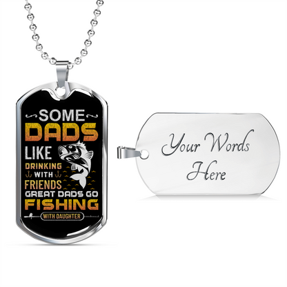 Fishing Dad With Daughter - Dog Tag - JustFamilyThings