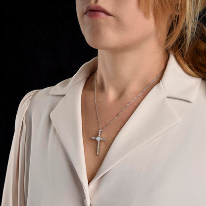 To My Beautiful Granddaughter - Cubic Zirconia Cross - JustFamilyThings