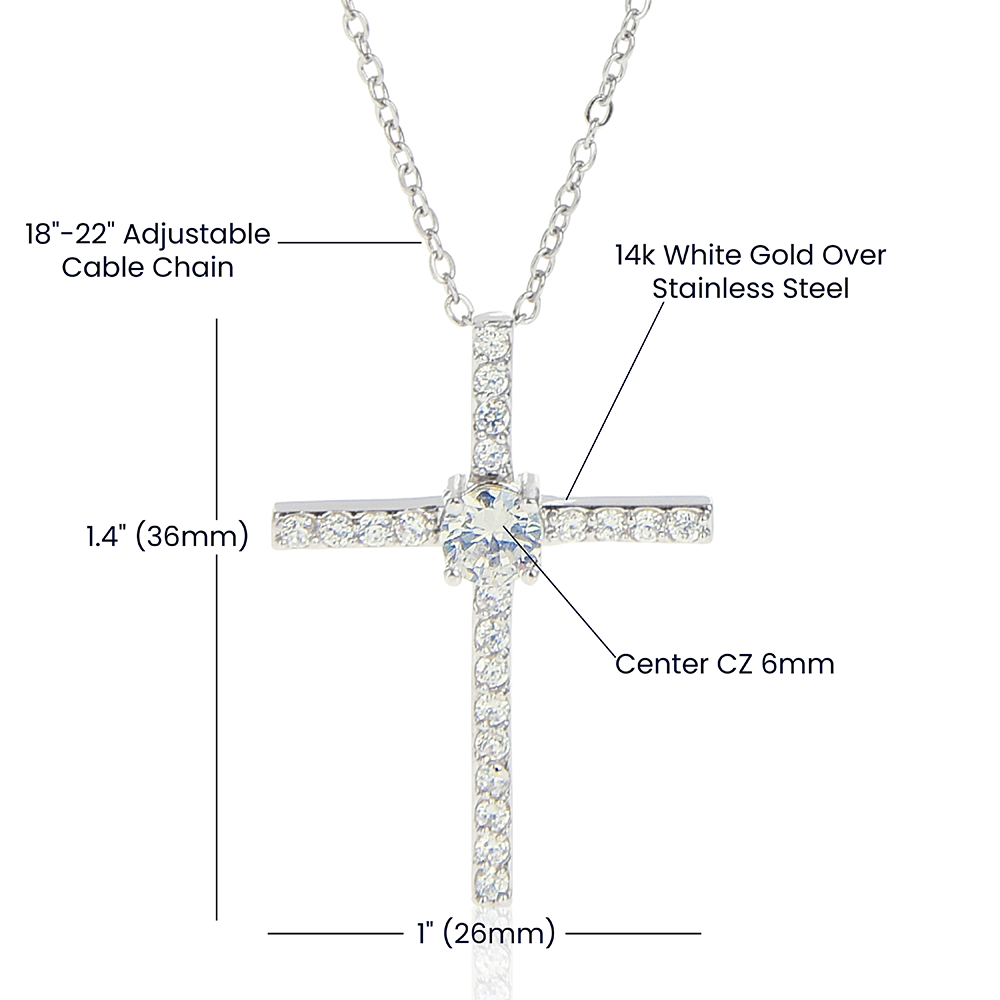 To My Beautiful Granddaughter - Cubic Zirconia Cross - JustFamilyThings