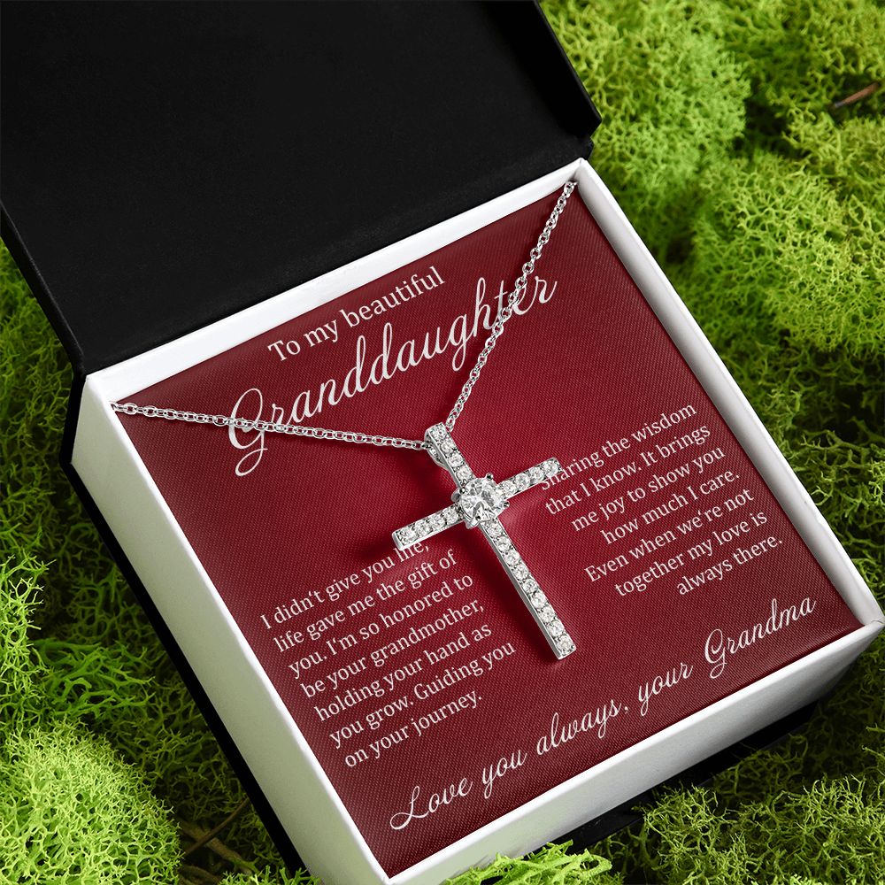 To My Beautiful Granddaughter - Cubic Zirconia Cross - JustFamilyThings