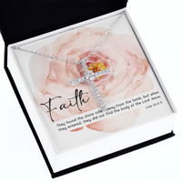 Load image into Gallery viewer, bible verses, Luke 24:2-3, They found the stone rolled away - Cubic Zirconia Cross - JustFamilyThings
