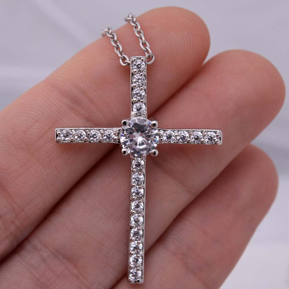 to my stepmom, we are not step, we are simply family - Cubic Zirconia Cross - JustFamilyThings