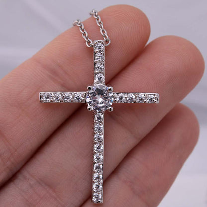 to my stepmom, we are not step, we are simply family - Cubic Zirconia Cross - JustFamilyThings