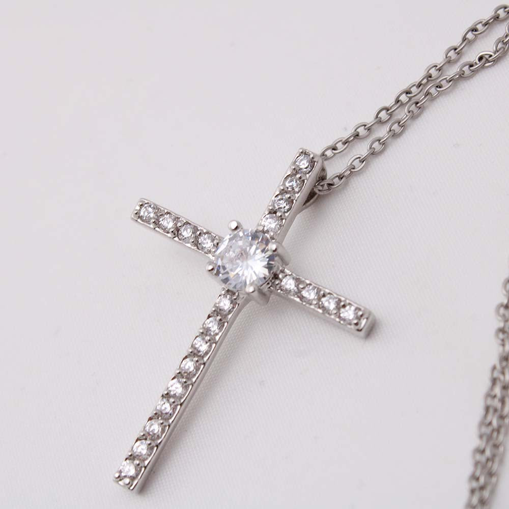 To My Beautiful Granddaughter - Cubic Zirconia Cross - JustFamilyThings