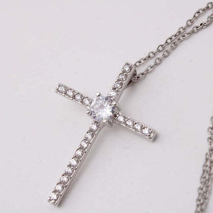 To My Beautiful Granddaughter - Cubic Zirconia Cross - JustFamilyThings