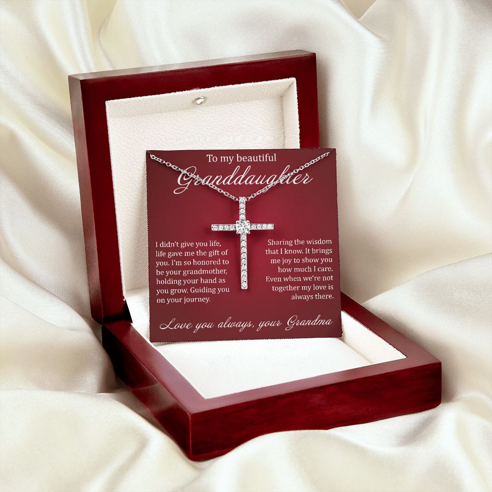 To My Beautiful Granddaughter - Cubic Zirconia Cross - JustFamilyThings