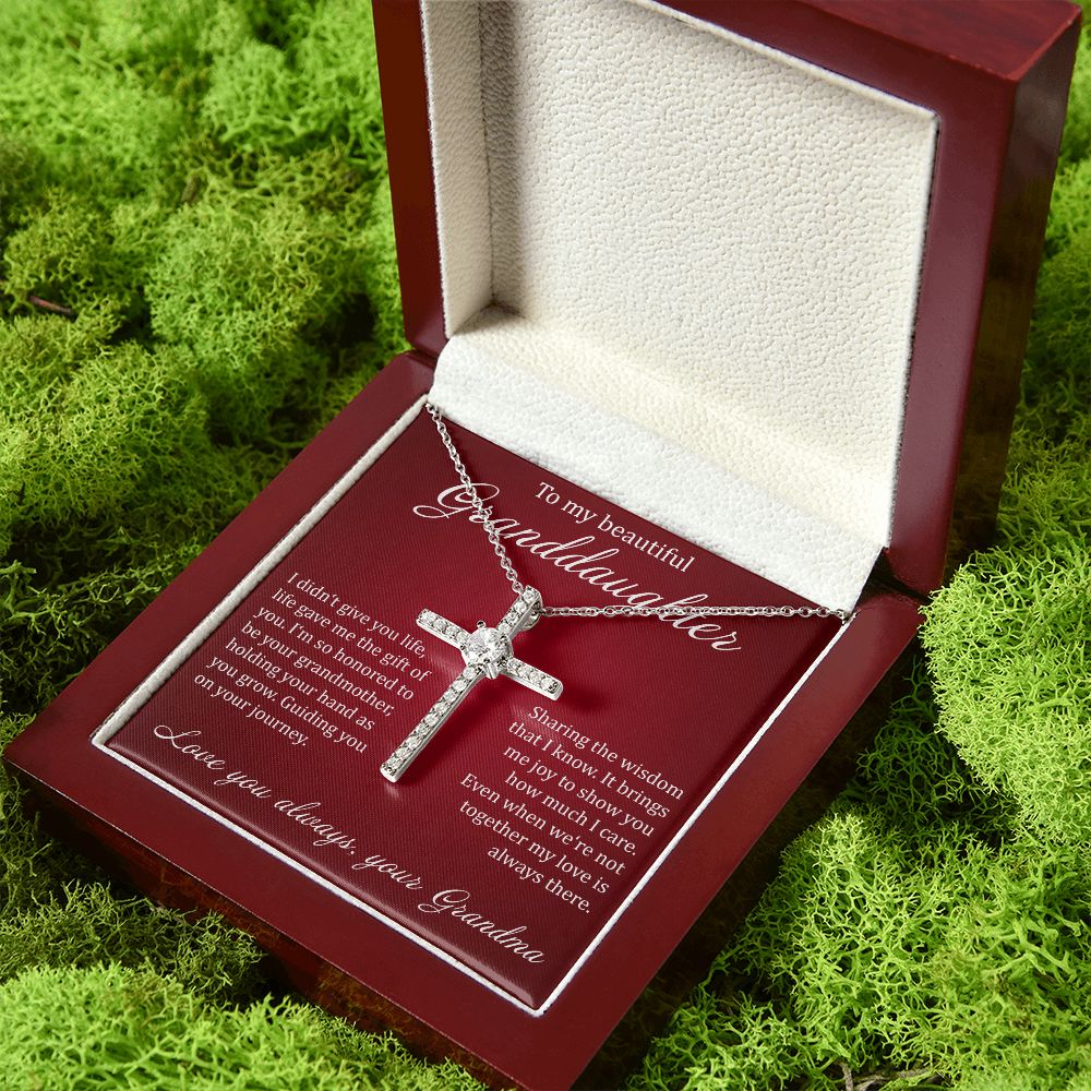 To My Beautiful Granddaughter - Cubic Zirconia Cross - JustFamilyThings