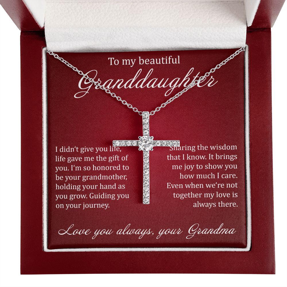 To My Beautiful Granddaughter - Cubic Zirconia Cross - JustFamilyThings