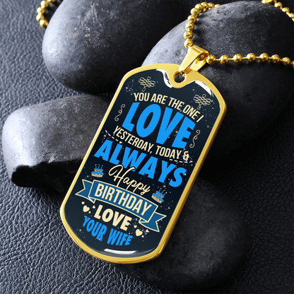Happy Birthday to Husband from Wife - Dog Tag - JustFamilyThings