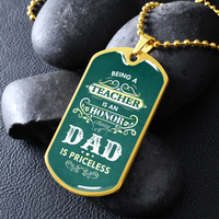 Load image into Gallery viewer, Being a Teacher Dad - Dog Tag - JustFamilyThings
