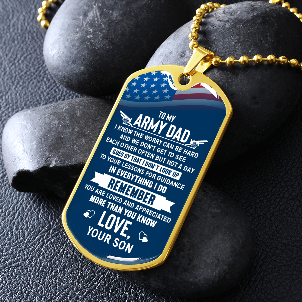 To my army dad from son - Dog Tag - JustFamilyThings