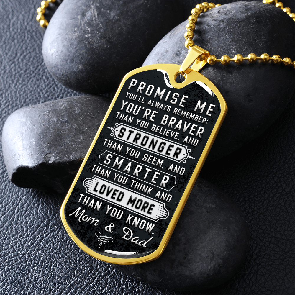 Gift To Son from Mom and Dad - Dog Tag - JustFamilyThings