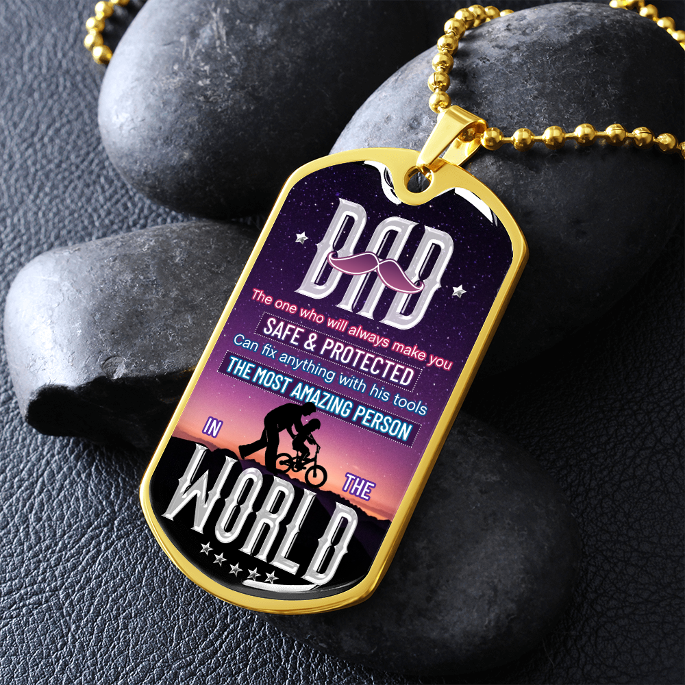 DAD the most amazing person - Dog Tag - JustFamilyThings