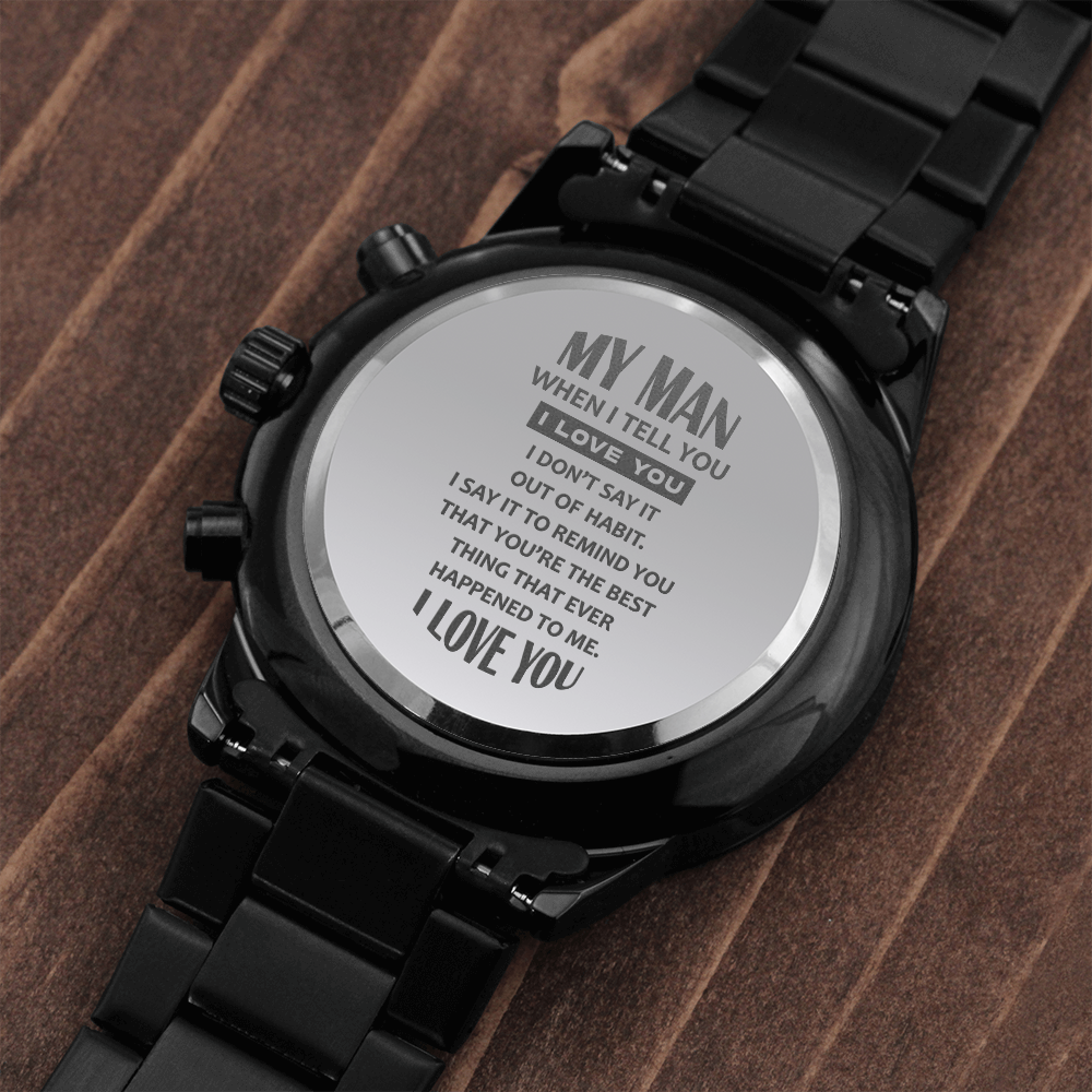 To My Man - Black Chronograph Watch - JustFamilyThings
