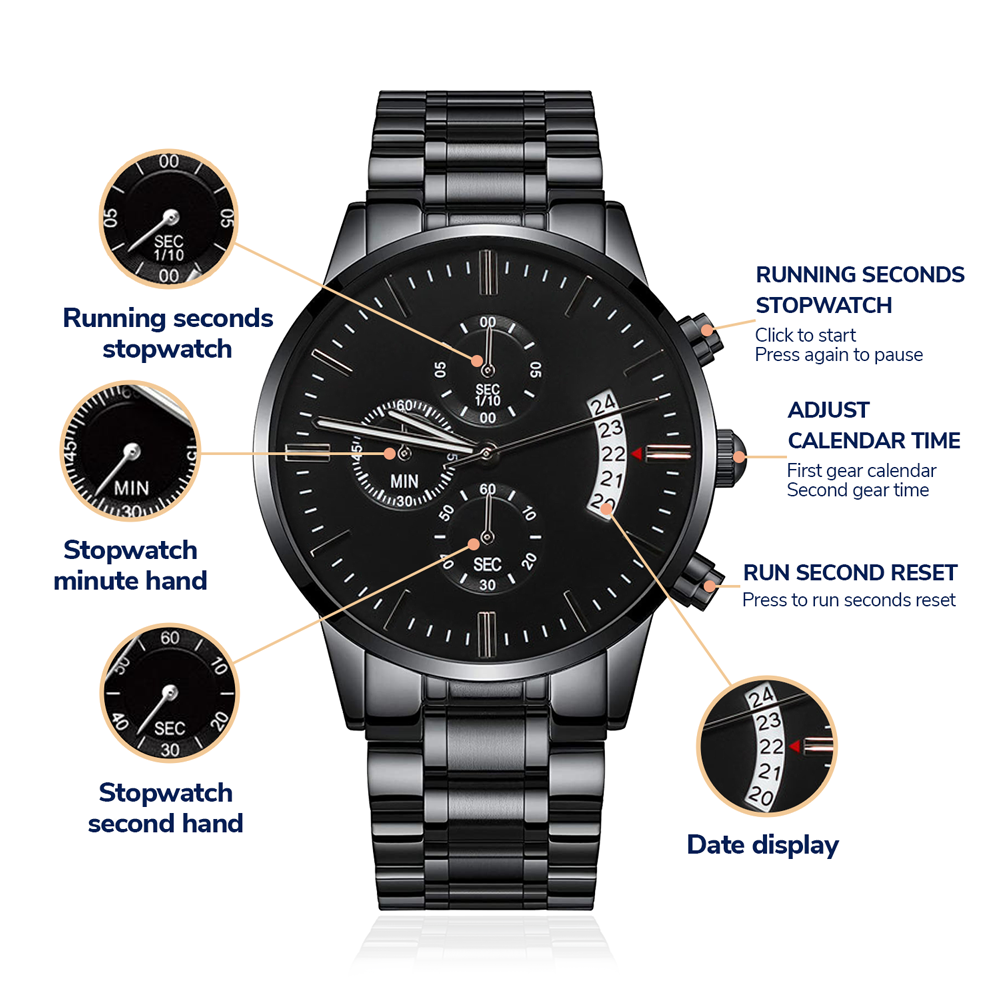 Thank You For Always Doing Your Best For Us - Black Chronograph Watch - JustFamilyThings