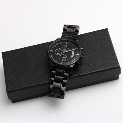 Gift To Police Dad From Daughter - Black Chronograph Watch - JustFamilyThings