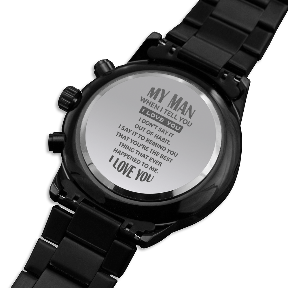To My Man - Black Chronograph Watch - JustFamilyThings