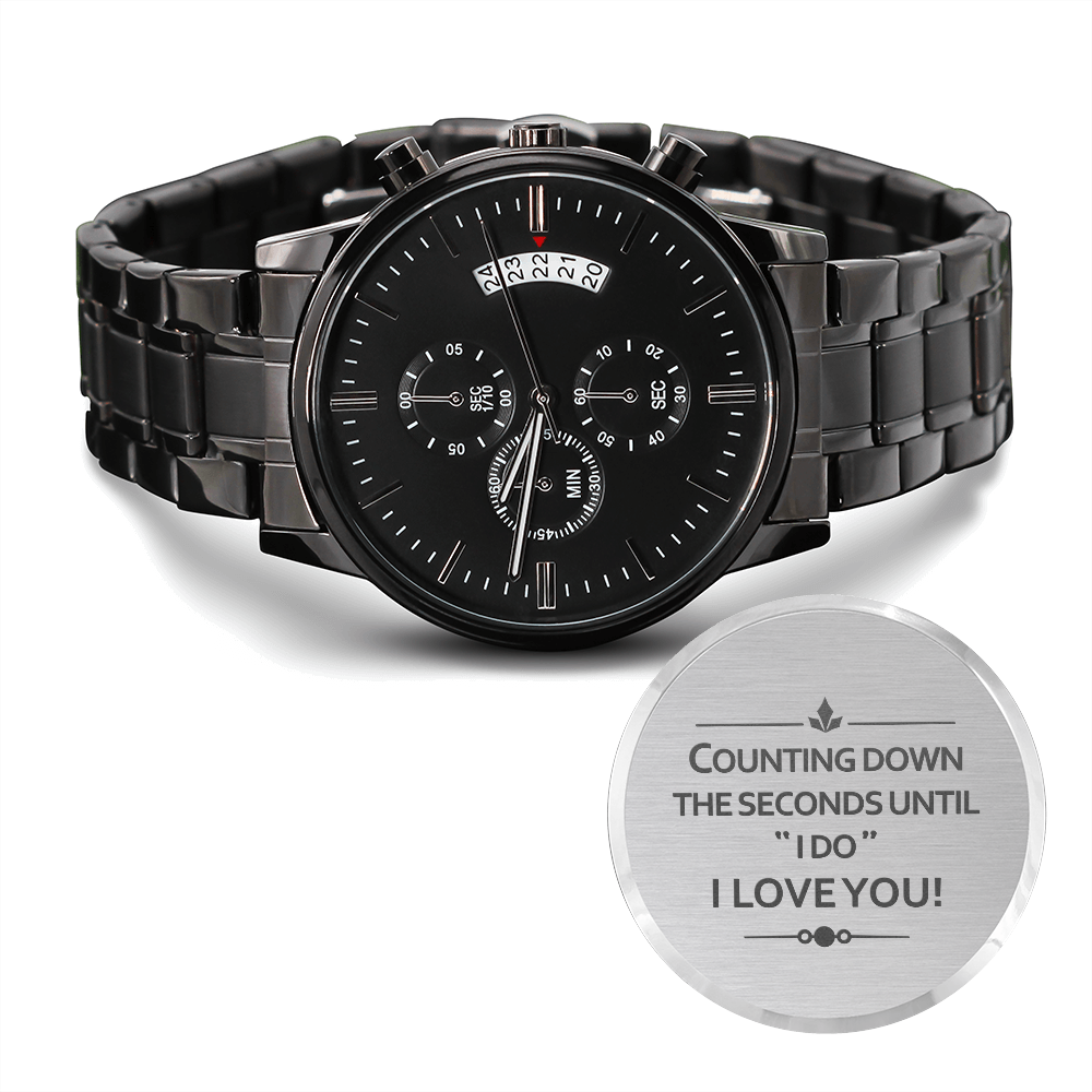 Counting Down The Seconds - Black Chronograph Watch - JustFamilyThings