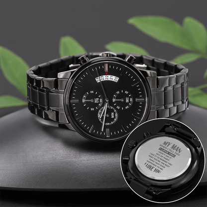 To My Man - Black Chronograph Watch - JustFamilyThings