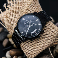 Load image into Gallery viewer, Black Chronograph Watch - Custom Message - JustFamilyThings
