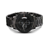 Load image into Gallery viewer, Black Chronograph Watch - Custom Message - JustFamilyThings
