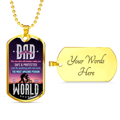 DAD the most amazing person - Dog Tag - JustFamilyThings