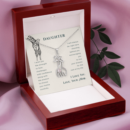 To my daughter from mom - I wish you the strength - Giraffe Necklace - JustFamilyThings