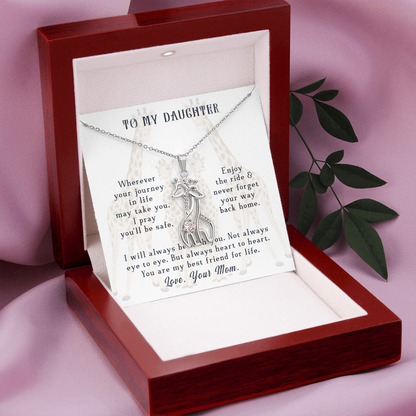To my daughter from mom - wherever your journey in life may take you - Giraffe Necklace - JustFamilyThings
