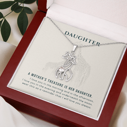 To my daughter - A mother's treasure - Giraffe Necklace - JustFamilyThings