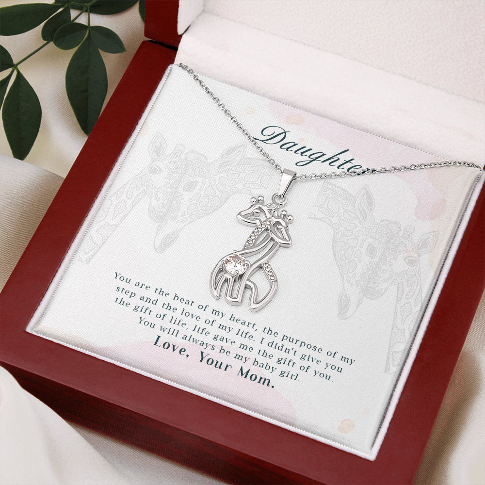 To my daughter from mom - You are the beat of my heart - Giraffe Necklace - JustFamilyThings