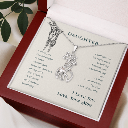 To my daughter from mom - I wish you the strength - Giraffe Necklace - JustFamilyThings