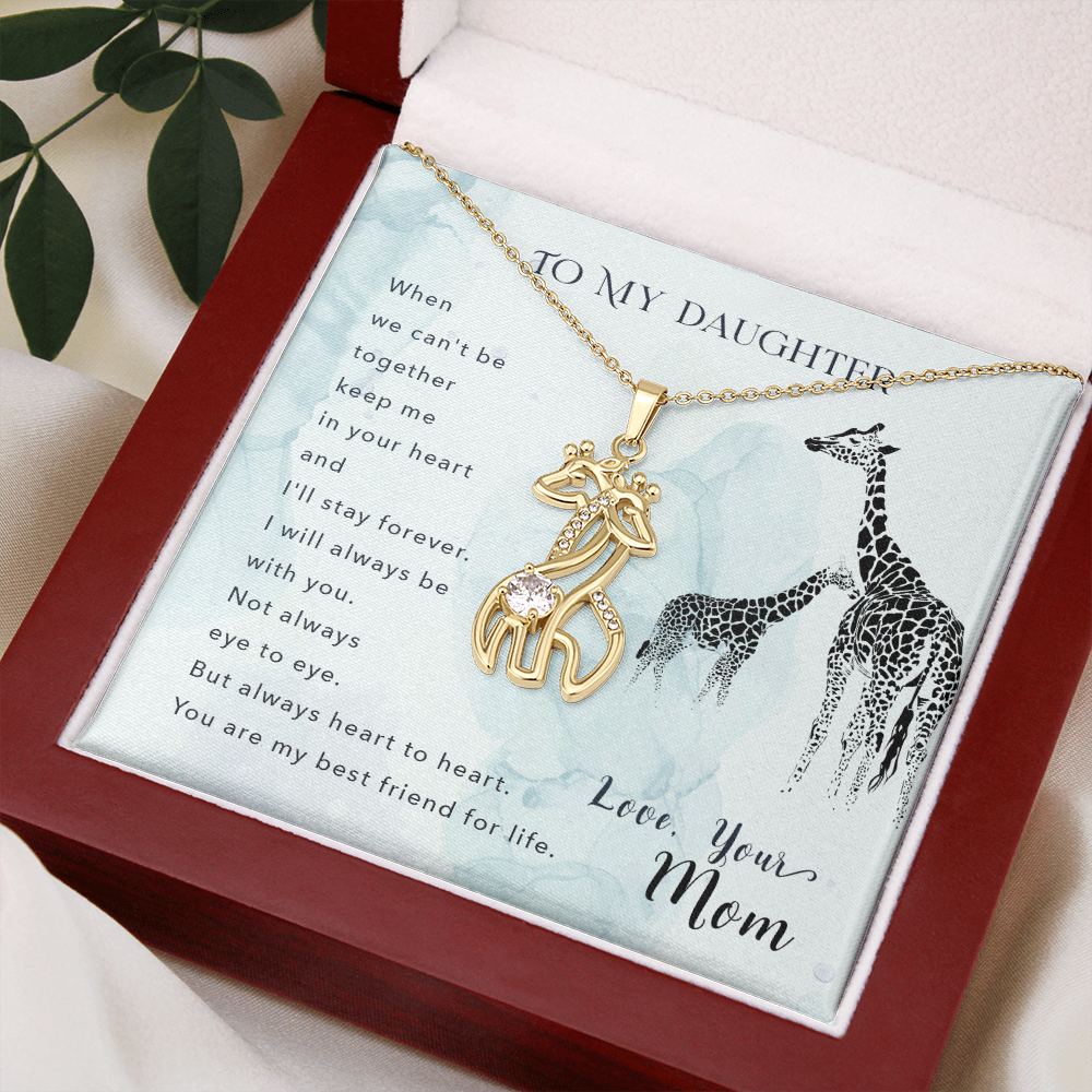 To my daughter from mom - When we can't be - Giraffe Necklace - JustFamilyThings