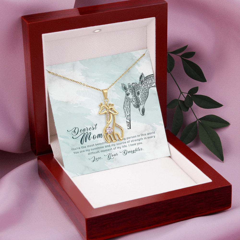 To my mom from daughter - you're the most beautiful and caring person - Giraffe Necklace - JustFamilyThings